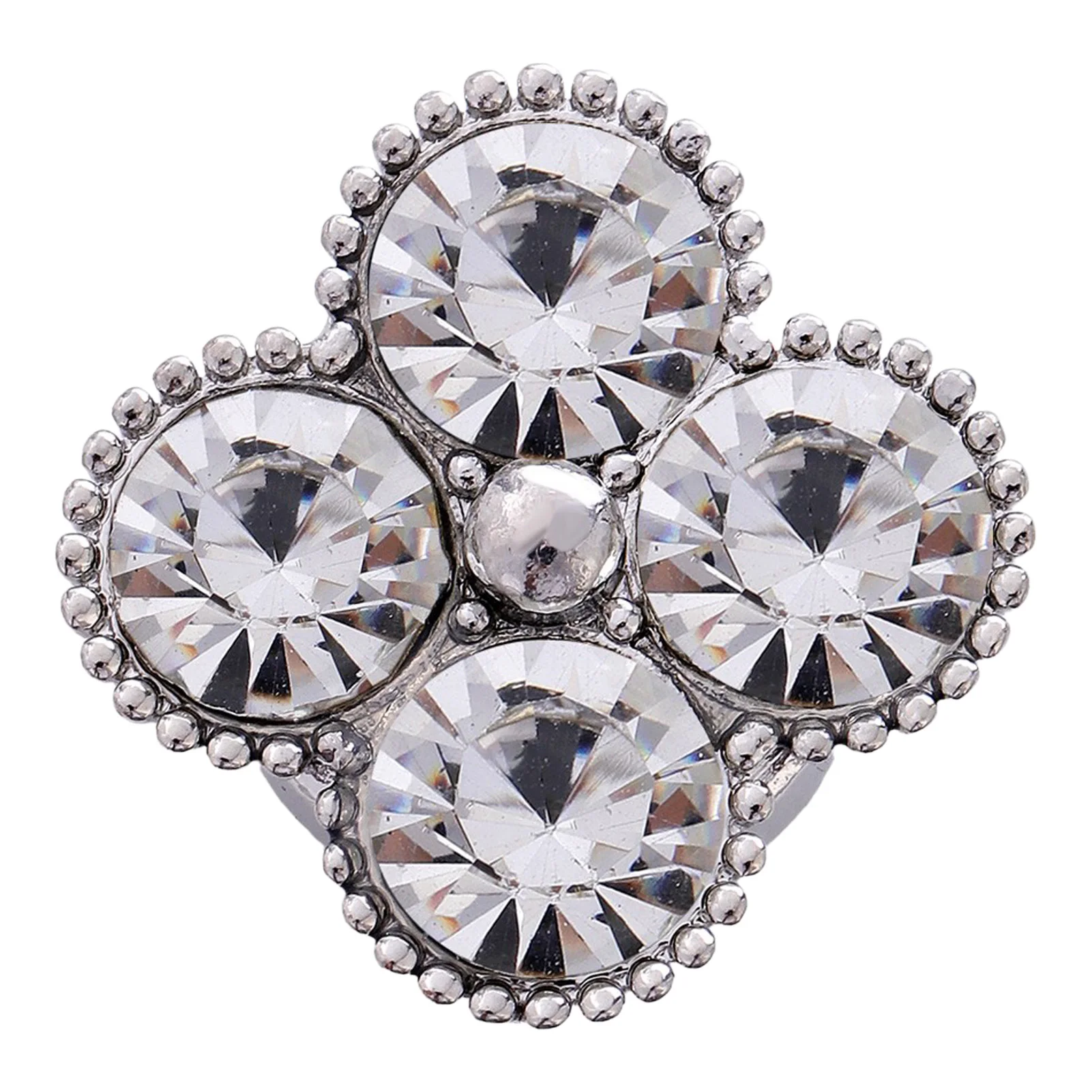 Crystal Four Leaf Clover Brooch Magnetic Closure Zinc Alloy Elegant Design for Women