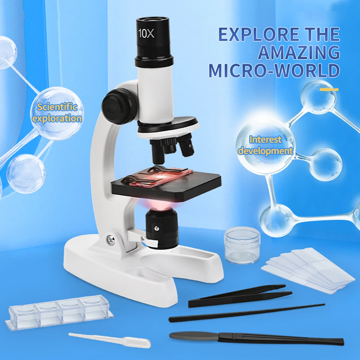 مجموعة تجارب علمية للمجهر للأطفال، تكبير عالي 1200x، لعبة ألغاز المراقبة البيولوجية للأطفال #6