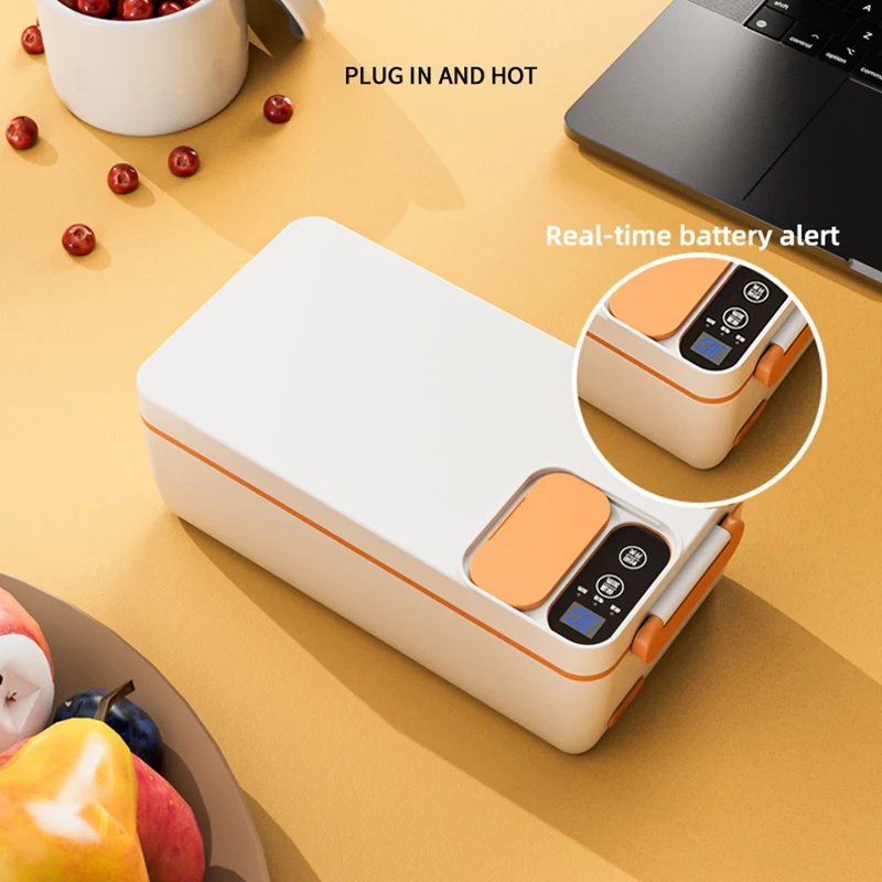 USB Electric Lunch Box Portable Camping Heated Insulated Lunch Box Rechargeable Heated Unplugged Rater-free Office Lunch Box 1L