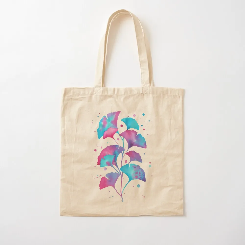 

Colorful watercolor gingko leaves, black Tote Bag Women's beach bags shopper bag women canvas Canvas Tote Bag