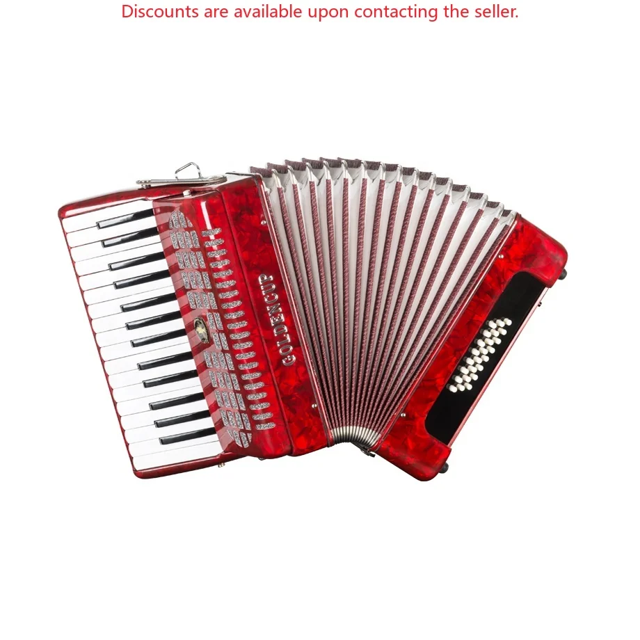 OME Professional 30 Keys 24 Bass Chromatic Accordion JP3024A Red Celluloid Conformation Wood Instrument Piano Keyboard