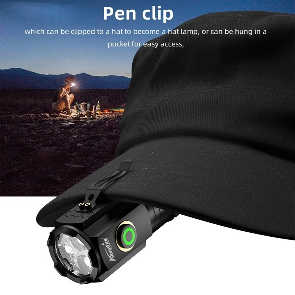 3xP35 Led High Bright Small Flashlight USB Rechargeable Portable Outdoor Hiking Camping Fishing Magnet Work Repair Light Torch