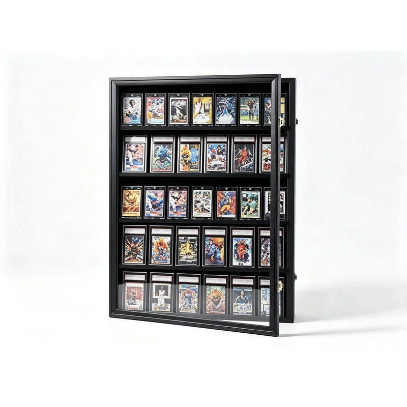 custom.Custom TCG Collectible Card Holder Acrylic Graded Trading Card Display Racks Lockable Baseball Card Display wi