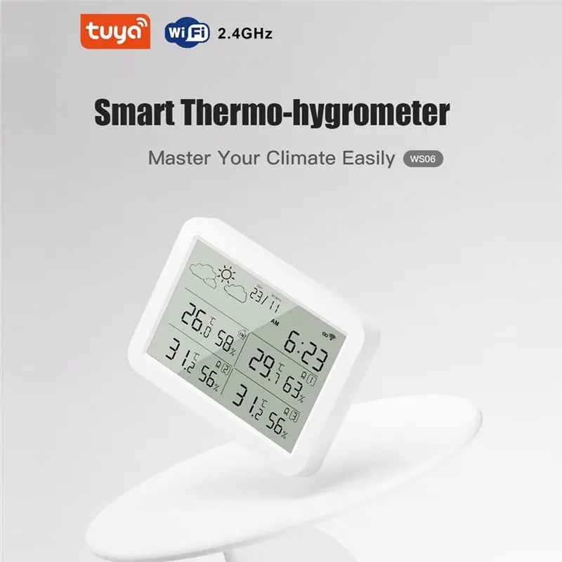 ABCA-Tuya Wifi Smart Hygrometer Thermometer Temperature& Humidity Sensor With App For Home Alert System