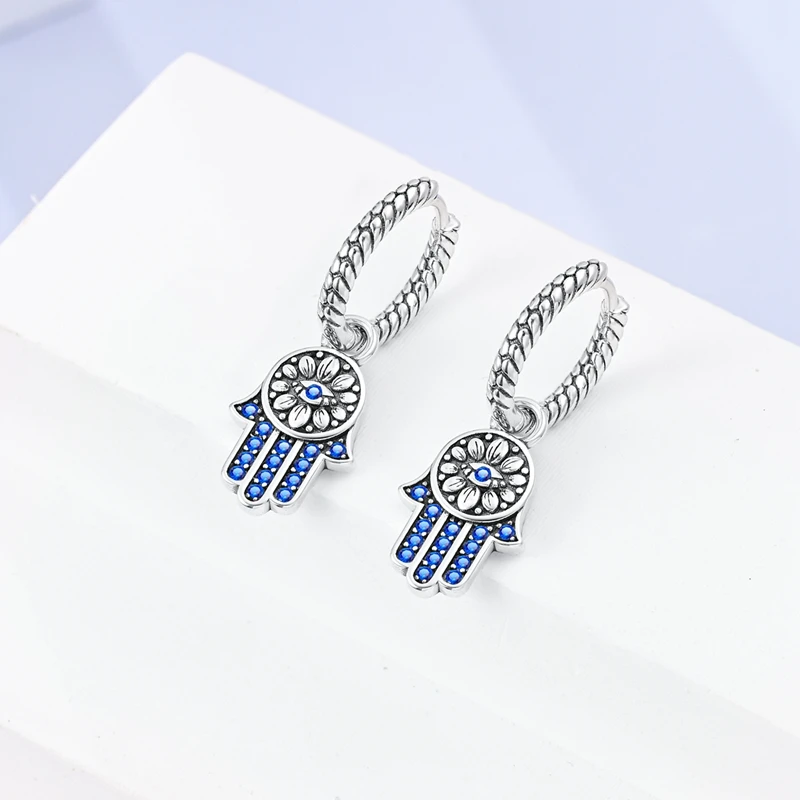 Charms Doppel-Creolen für Frauen, 100 % 925er Silber, kubischer Zirkon, Herz, Stern, Mond, Ohrringe, eleganter Geburtstagsschmuck, Geschenke – Detail 21
