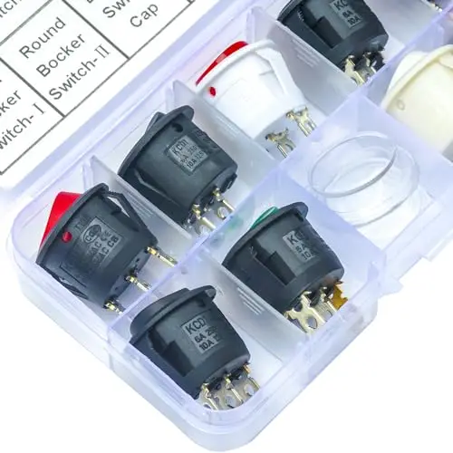 20mm Round Rocker KCD1 Switch Assorted Kit, Round Rocker Switch 2Pin 3Pin Snap-in ON/Off ON/Off/ON  (Round-Switch)