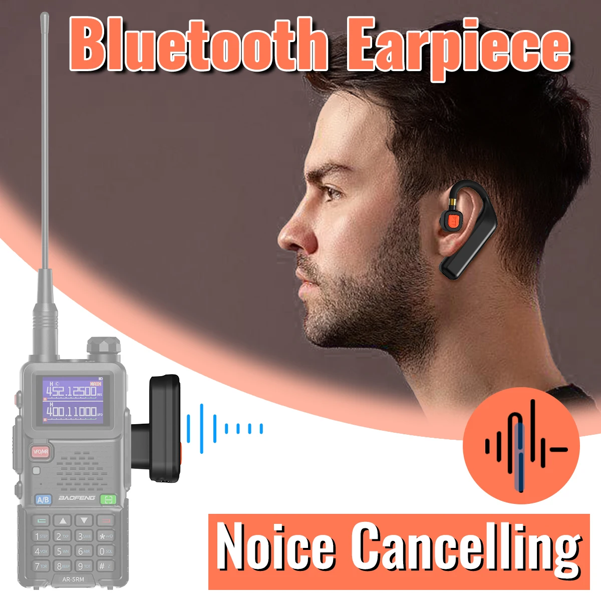 ABBREE اسلكية تخاطب سماعة لاسلكية تعمل بالبلوتوث سماعة يدوي سماعة استبدال ل Baofeng UV-5RH UV-32 DM-32 UV-5R MINI UV-21