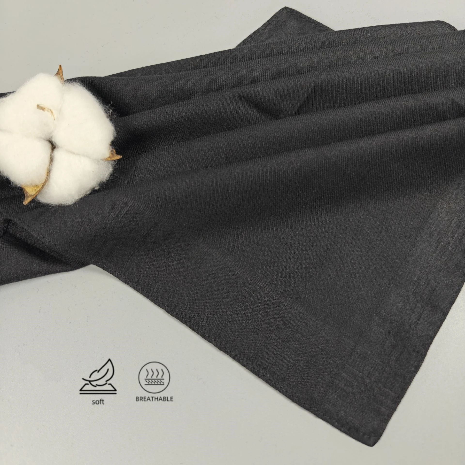 3-6 個コーマ綿ユニバーサルレトロジャカードハンカチ 43 センチメートル/16.9 インチ純粋な黒のウェディングパーティーギフトエレガントなデザイン葬儀サプリメント