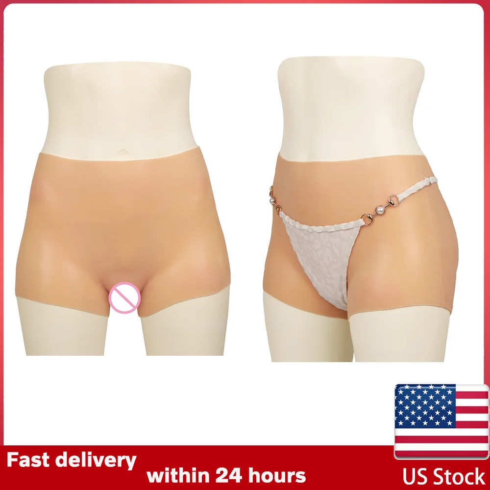 KnowU US Stock M Size New Silicone Pants Panties S/M/L Size Fake Vagina Tummy Control Shapewear Fake Buttocks for Cosplay