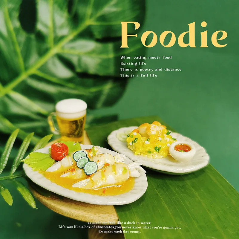 

1:12 имитация тайской кухни, яйцо, жареный рис, осьминог, еда, игровая модель, игрушки, аксессуары для кукольного дома, миниатюрное блюдо, украшение для риса