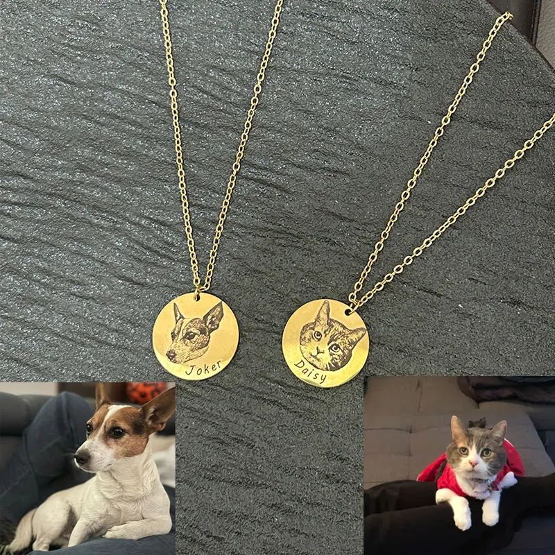  Kalung Potret Hewan Peliharaan Kustom Untuk Wanita Foto Anjing Personalisasi Baja Tahan Karat Dapat Disesuaikan Liontin Hadiah Perhiasan Pecinta Pemilik Hewan Peliharaan