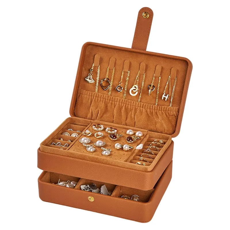 

High-end retro large-capacity jewelry box, necklace ring, stud earrings, jewelry storage box.