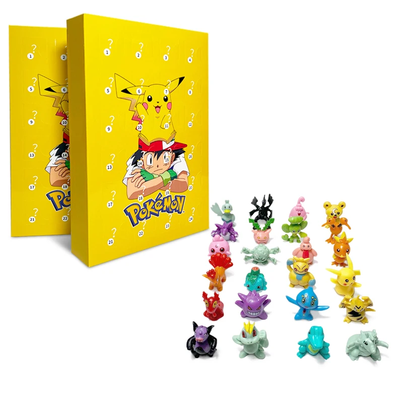 Caja de calendario de Adviento aleatoria Pikachu Charizard 24 Uds Pokemon Anime figuras de acción muñecas modelo de PVC regalos de Navidad y Halloween Juguetes