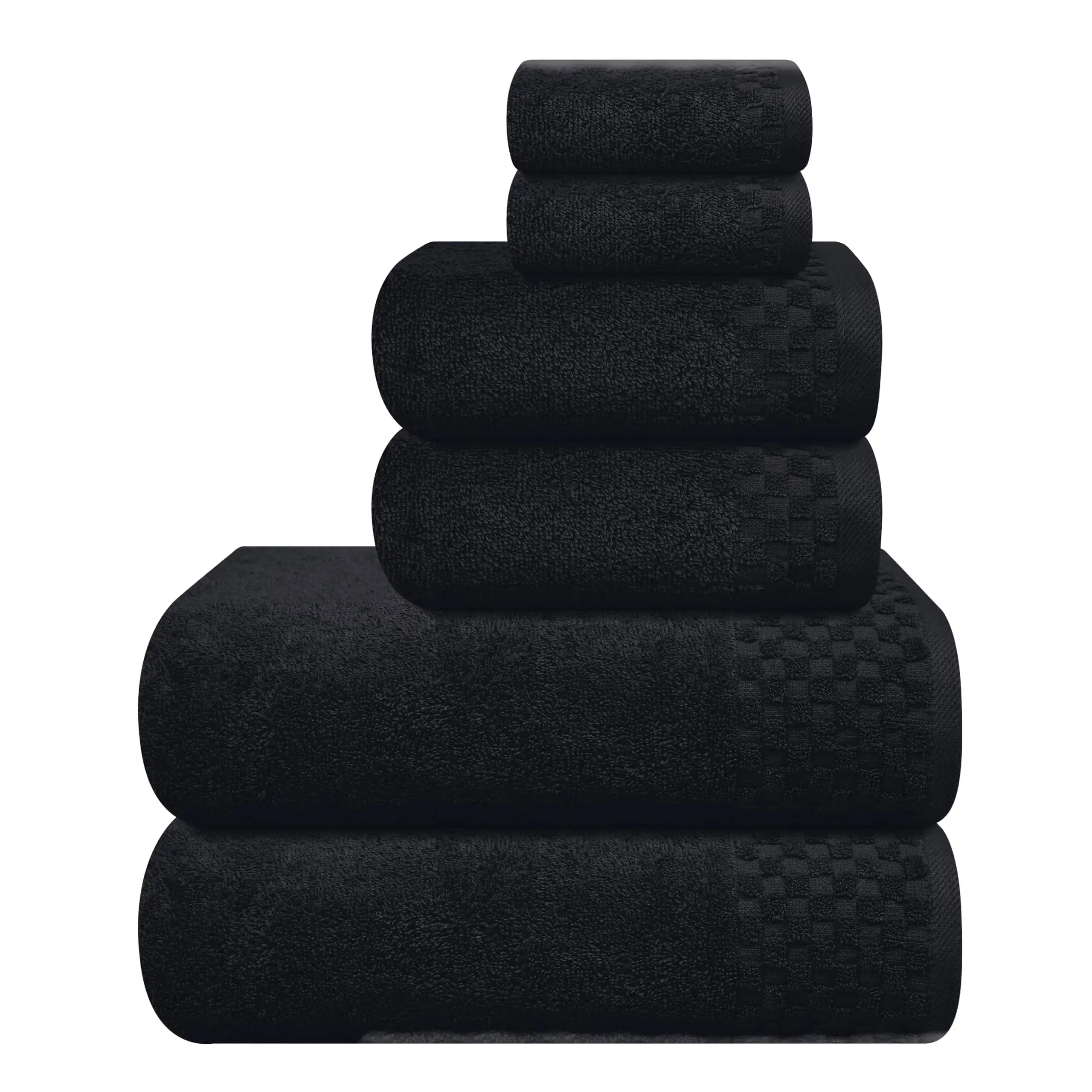 Soft 6 Pack Cotton Towel Set Contains 2 Bath Towels 28x55 inch 2 Hand Towels 16x24 inch 2 Wash Coths Ideal for Everyday use