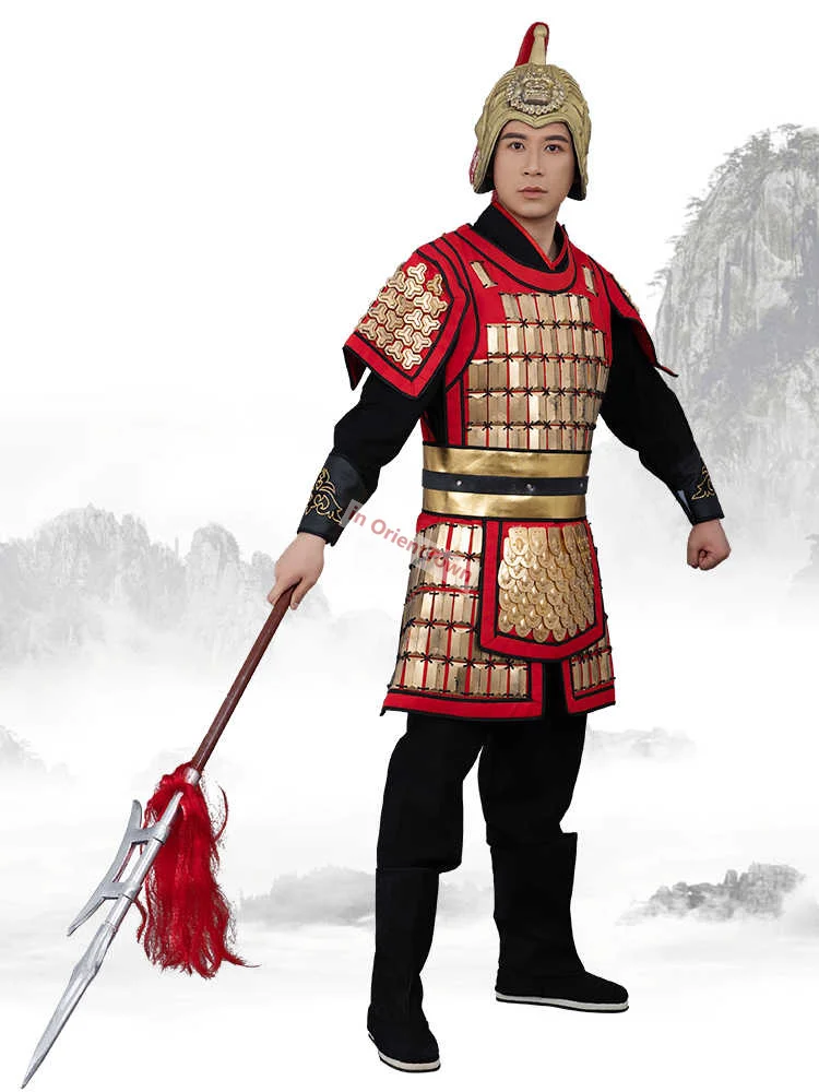 زي درع جندي صيني قديم للرجال ، أردية قتال جنرالات الأفلام التلفزيونية ، بدلة ، فيلم تأثيري ، ملابس محارب زراعية ، ملابس
