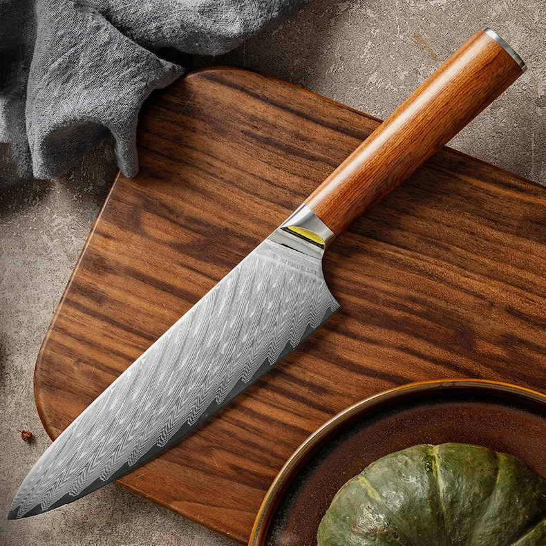 

8 Inch Chef Knife 67-layers Damascus VG10 Steel Blade Wood Handle Sharp Slicing Cleaver Japanese Kitchen Knife Cooking Tools