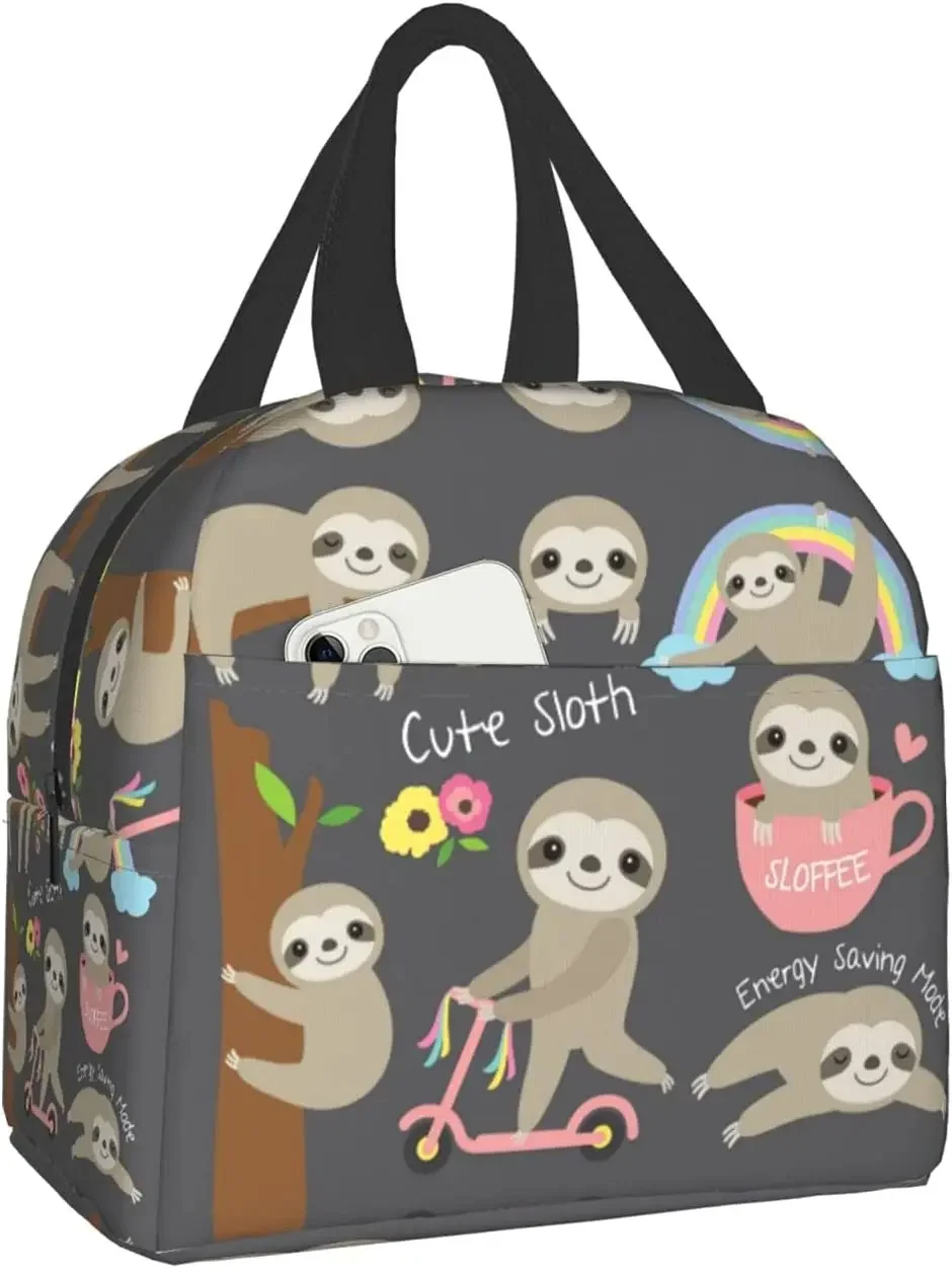 เด็กน่ารัก Sloth กล่องอาหารกลางวันขนาดใหญ่สําหรับผู้หญิงผู้ชายผู้ใหญ่ Reusable Leakproof ฉนวน Cooler กระเป๋าสําหรับทํางานสํานักงานโรงเรียนปิคนิคเดินป่า