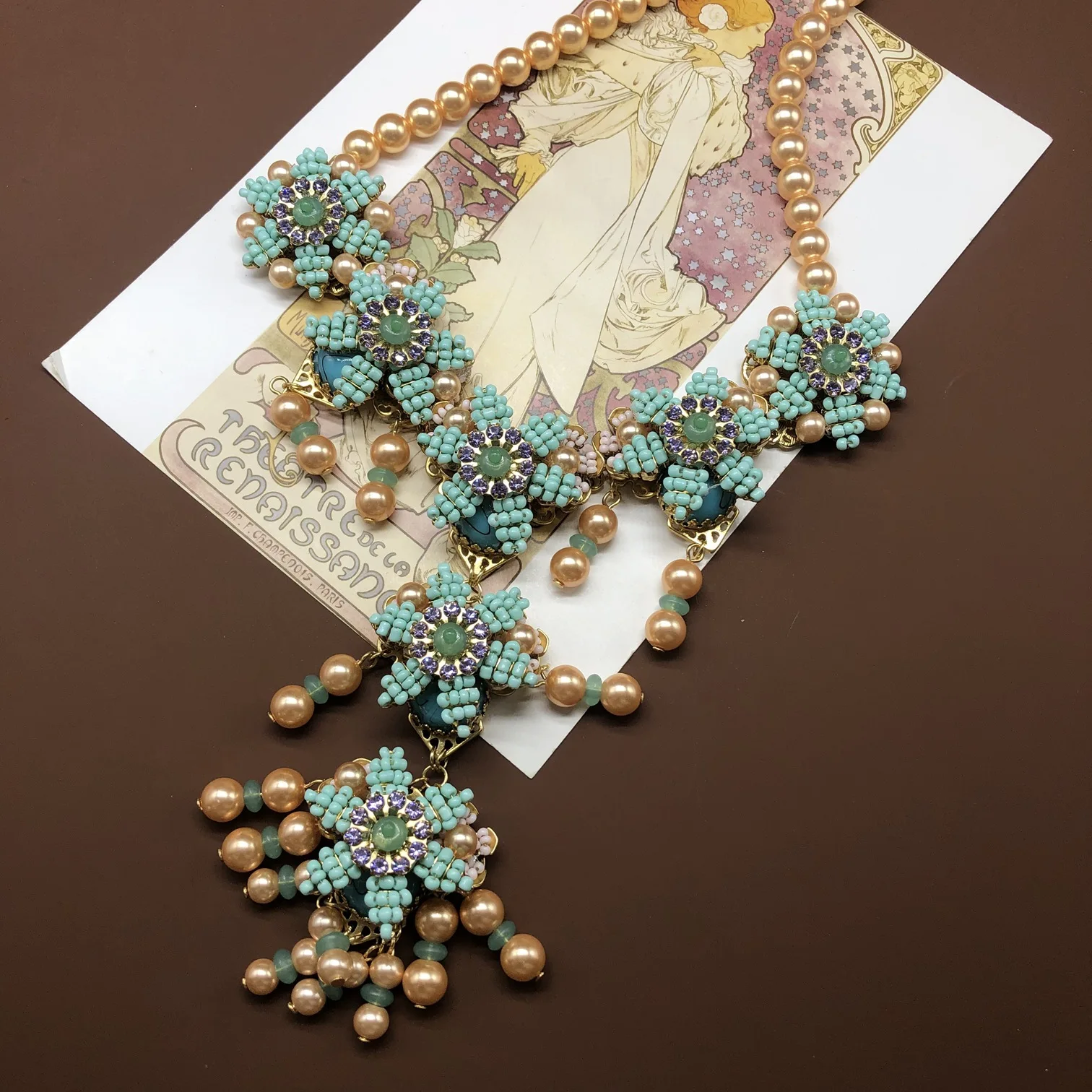 colar feito à mão temperamento da indústria pesada brincos de diamante completo elegante