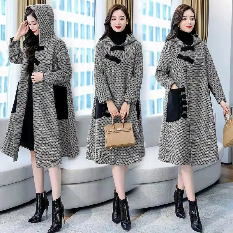 Otoño Invierno largo ocio abrigo femenino suelto temperamento fino todo fieltro largo tiene un sentido del diseño moda Retro JJ1031