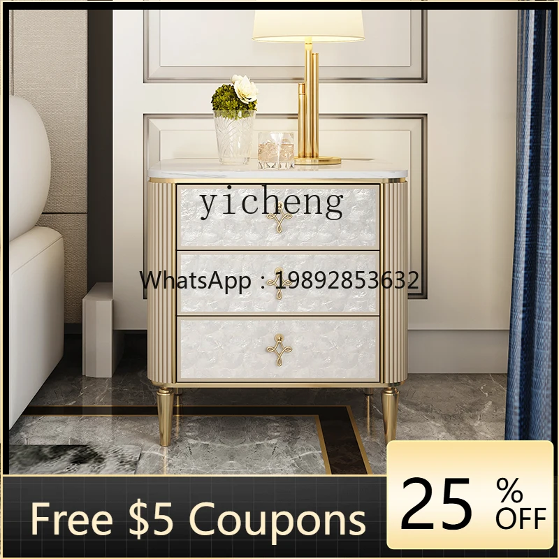 

XL Side Table Simple Modern Living Room Solid Wood Marble Shell Sofa Corner Table Side Cabinet