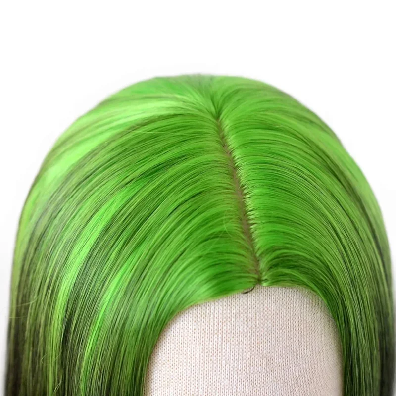 Coslan 50cm Anime Bad Guy Billie Long Green Black Ombre Straight Wig Synthetic Hair American Cosplay Singer Party Wigs Wig Ca