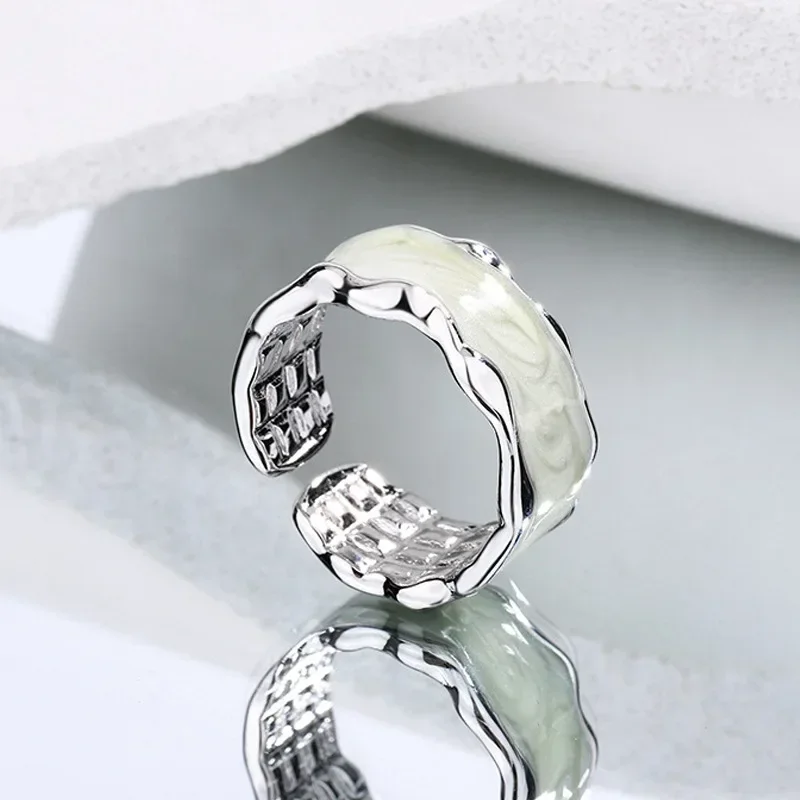 925 Sterling Silver Wave White Drip Glue Rings For Women Wedding Luxury Jewelry Wholesale Jewellery