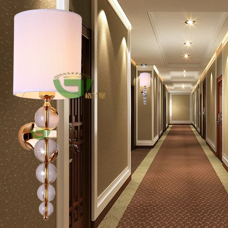 Lámpara de pared de cristal, accesorio sencillo y moderno para hotel, KTV, dormitorio, mesita de noche, vestíbulo, sala de estar, pasillo, escalera