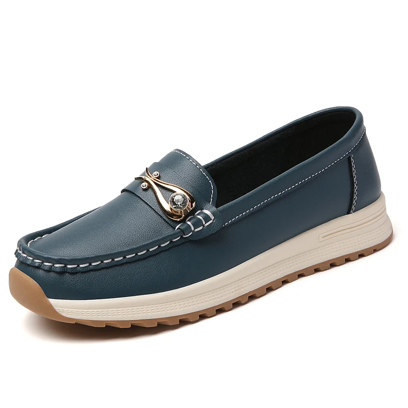 

New breathable loafers for women in spring and summer, 100% genuine leather shoes, casual shoes, large sizes 36-44