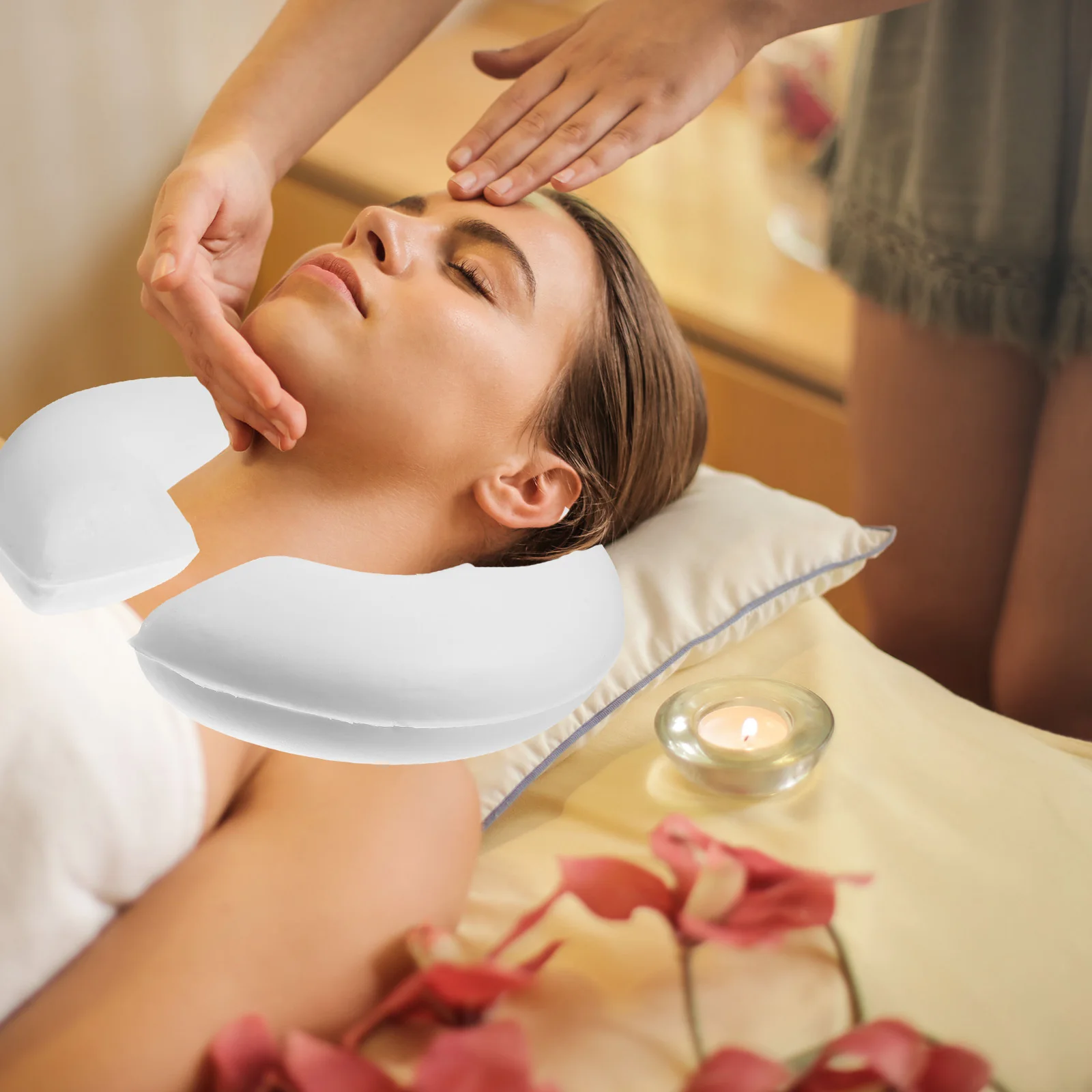 

Memory Foam Face Pillow Hollow Design Cotton Soft For Spa Salon Massage Pad Reusable Washable Body Relax Cushion For Beauty