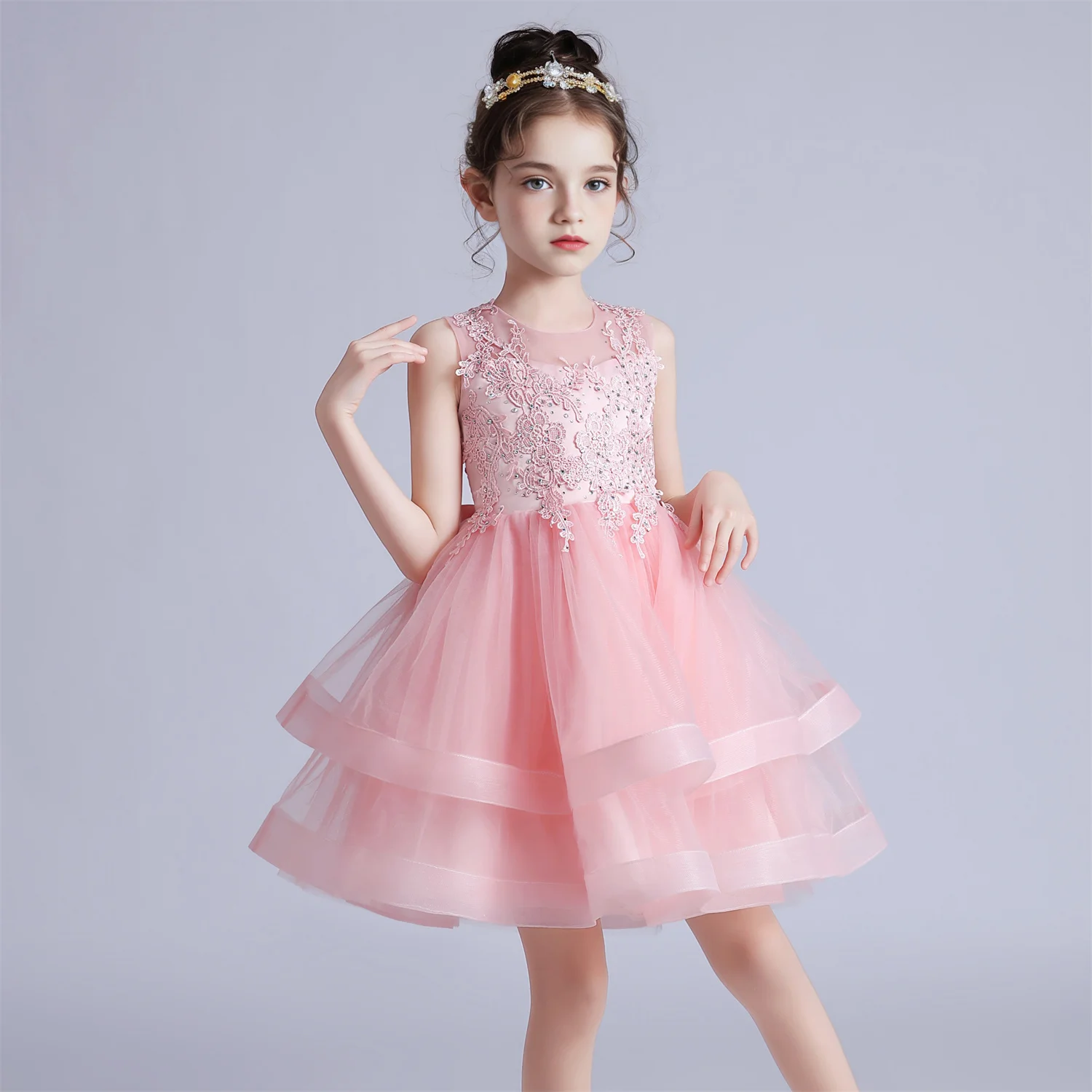 3-10 Years Baby Girls Princess Dress Summer Ball Gown Wedding Dress Piano Performance Costume Host Costume Children\'s Clothing