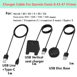 Charger Dock For Garmin Fenix 8 7 7S 7X 5 5S 5X Enduro3 6 6S 6X / Venu 2 2S D2 AirTypeC Charging Cable USB Stand Station Date