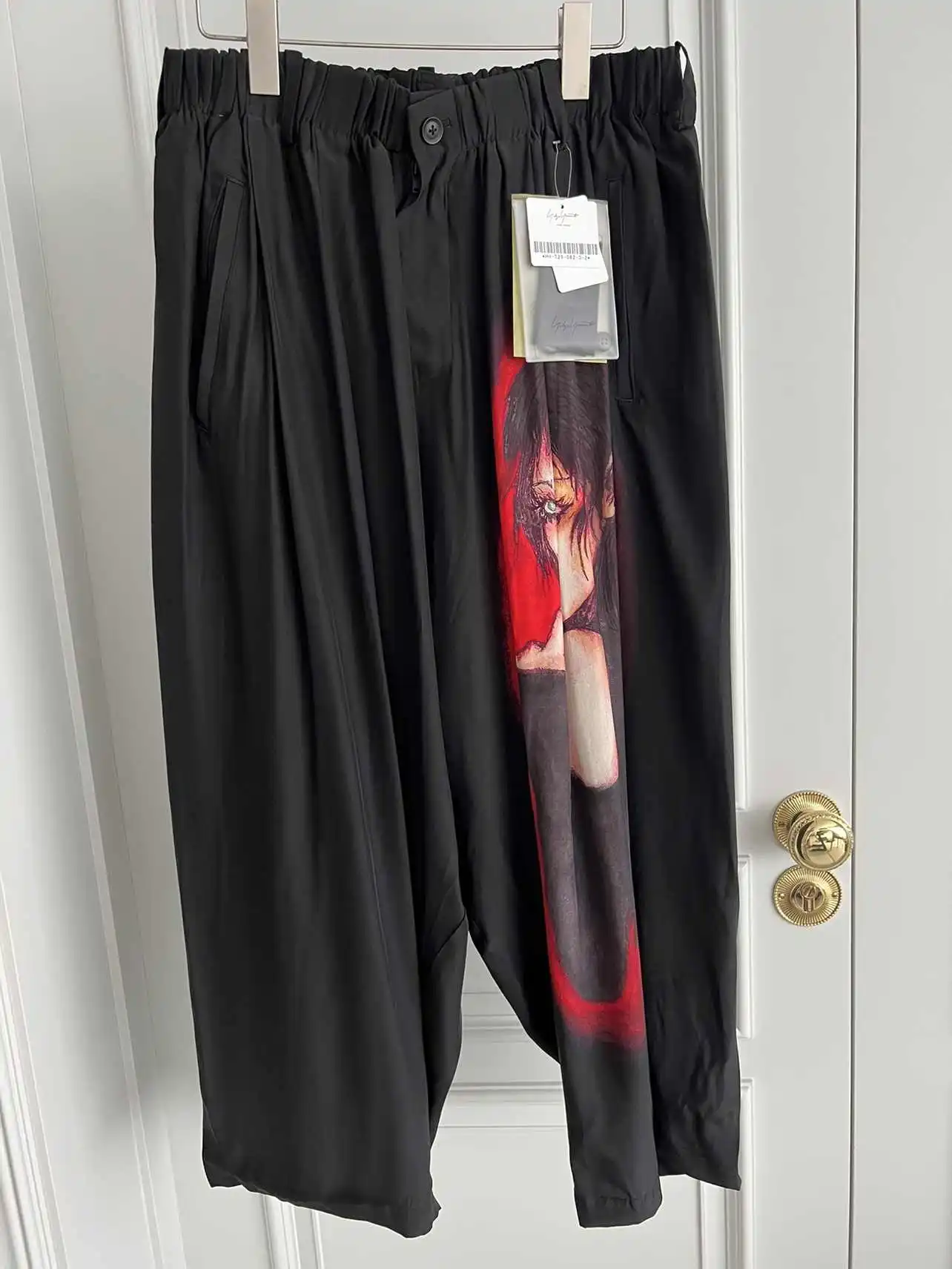 

TOP-YAMAMOTO original design casual pants with finger patterns and silk printed casual pants