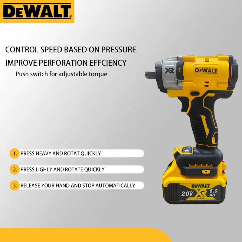 DEWALY 3250 об/мин бесщеточный аккумуляторный электрический ключ с высоким крутящим моментом 205 Нм ударный инструмент для ремонта, совместимый с аккумулятором 20 В