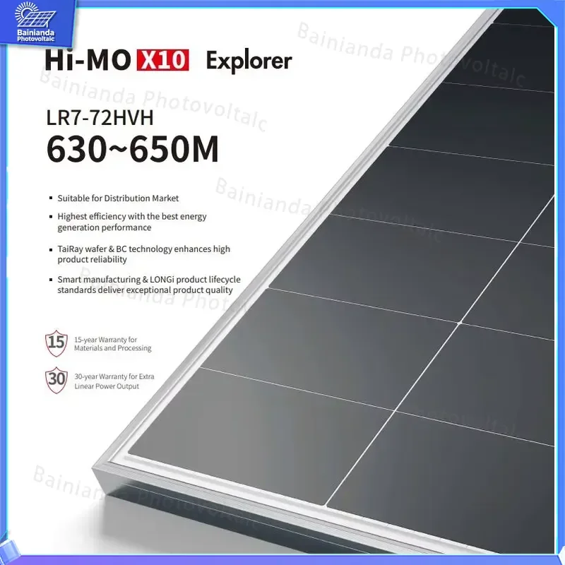 650W 670W N Type HJT Solar Panel Single Glass PV Module High Efficiency Bifacial Solar Panel for Residential Commercial Use