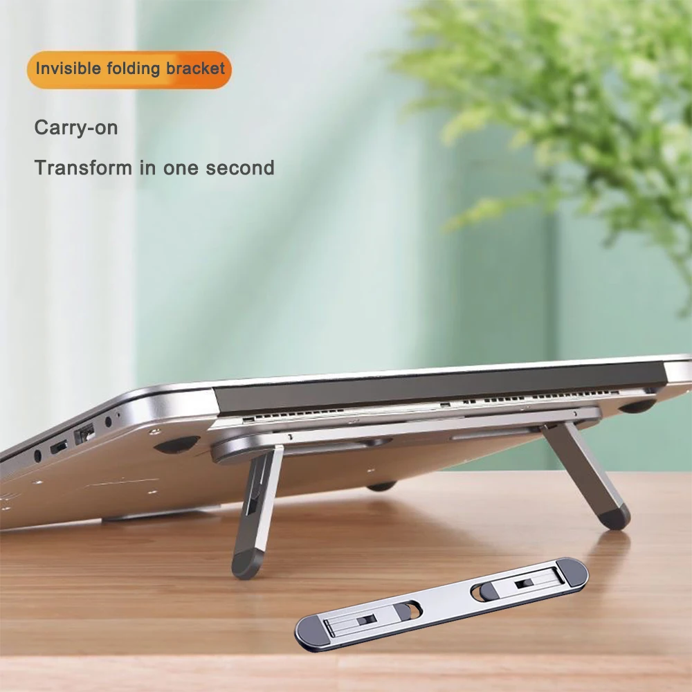 

New Aluminum Vertical Laptop Stand Adjustable Stand Riser Self-stick Invisible Foldable Portable Mini Laptop Stand Cooling Stand