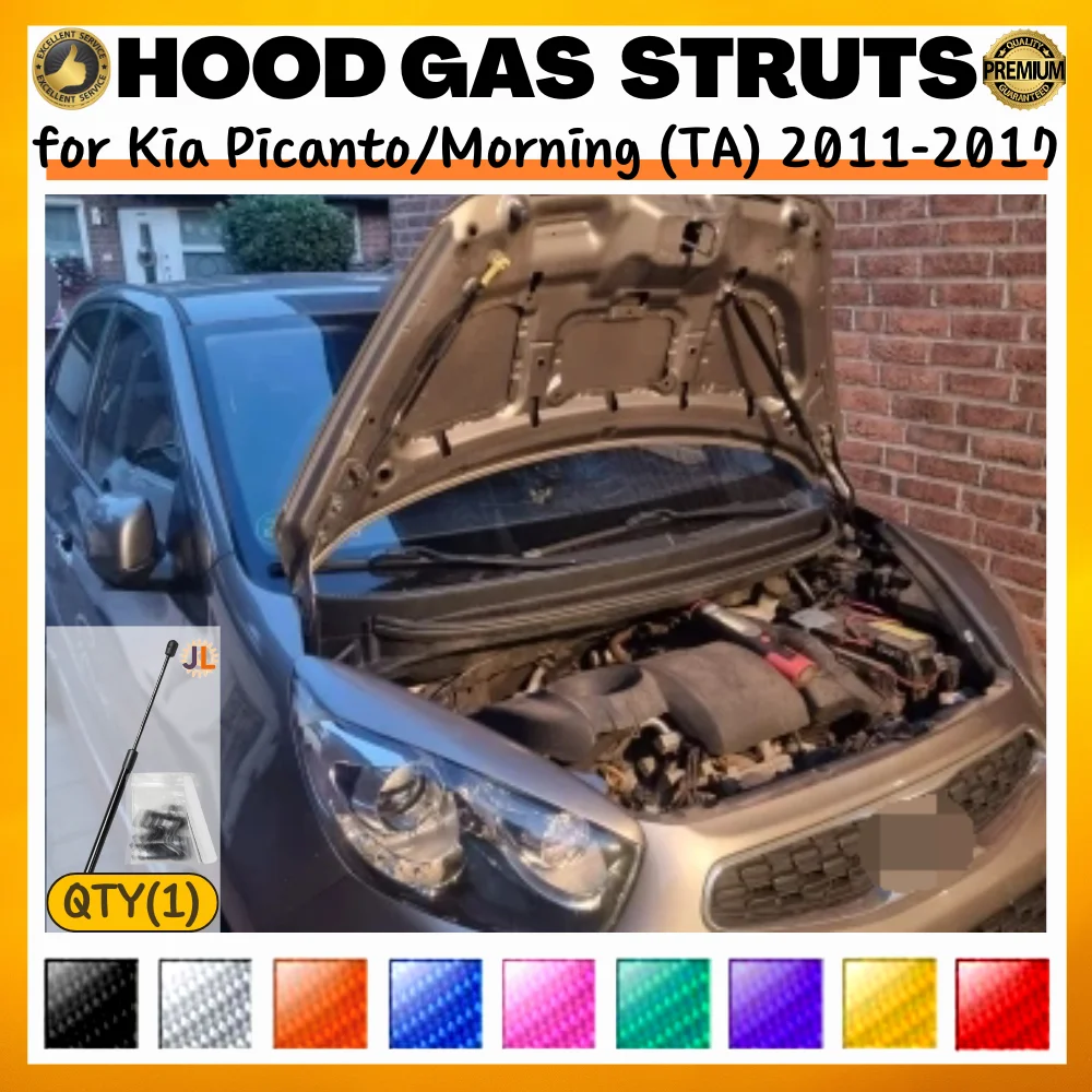 

Qty(1) Hood Strut for Kia Picanto/Morning (TA) 2nd 2011-2017 Front Bonnet Gas Spring Shock Absorber Lift Support Damper Bar