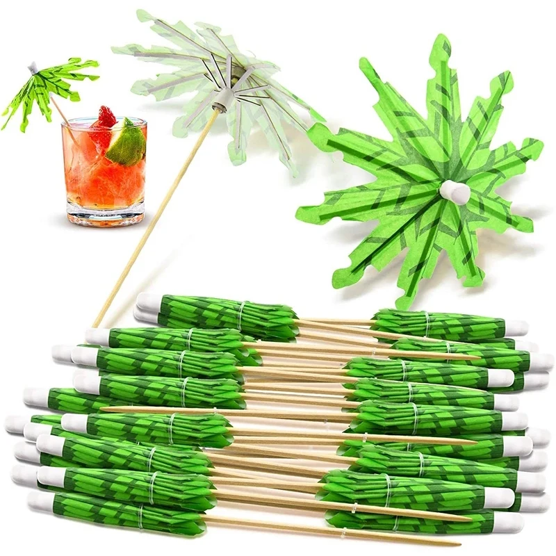 10-30pcs Tropical Palm Tree Paper Umbrella Cocktail Food Fruit Picks Cupcake Toppers Hawaiian Birthday Party Wedding Decorations