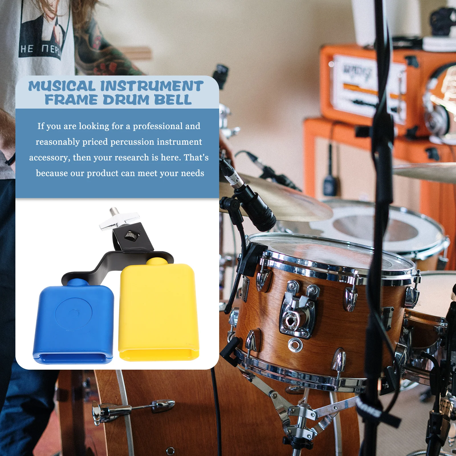 

Dual Cowbell Percussion Instrument Metal Abs Drum Set Accessory Clear Sound Handheld Noise Maker For Football Cheering