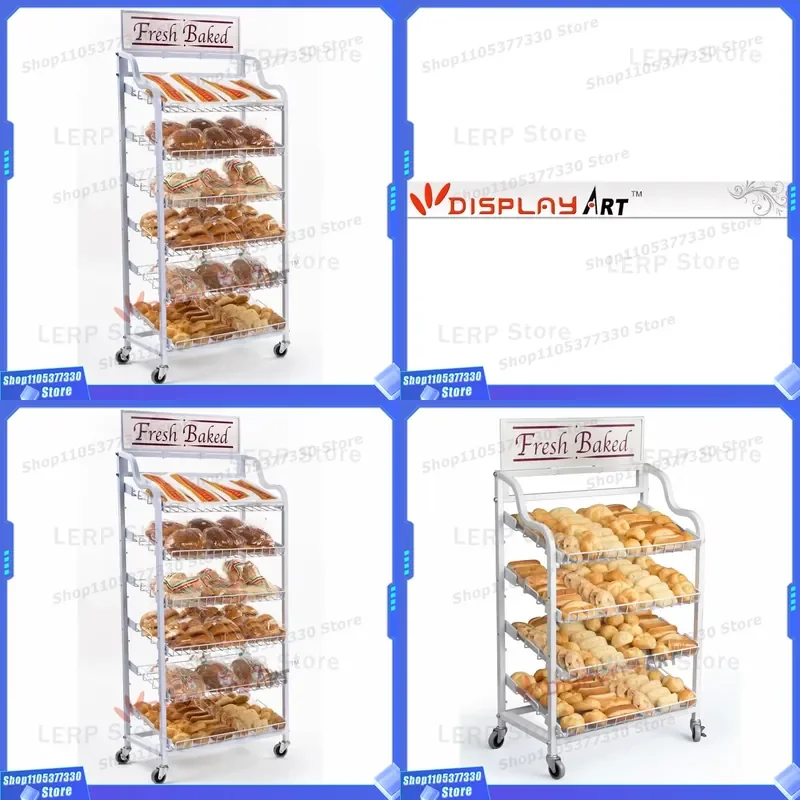Wooden Bread Display Stand for Bakery Shop Retail Store Counter Pastry Cake Showcase Rack Kitchen Organization Shelf Unit