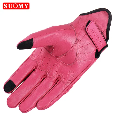 Imagen 2 del producto SUOMY Guantes Retro de cuero para motocicleta para mujer, Guantes rosas para bicicleta eléctrica, Guantes para Moto Luvas Da Motocicleta, manopla para ciclismo