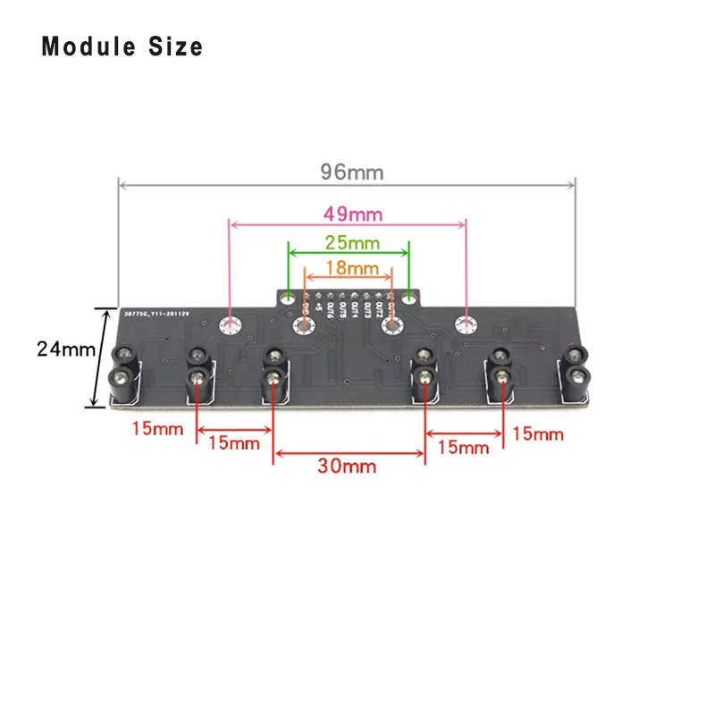 Digital 6-way Gray-scale Photosensitive Line Tracking Sensor Smart Car 6-way Black and White Line Recognition Tracking Module