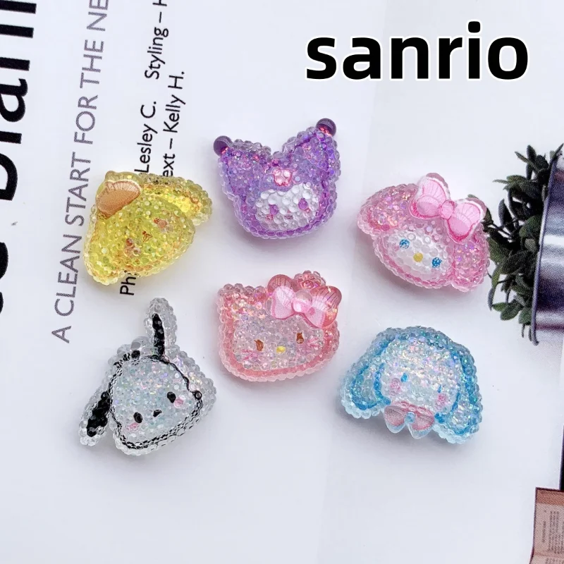 

kawaii sanrio shiny pink sugar kuromi cartoon animal accessories diy cream glue phone case hairpin handmade materials charm