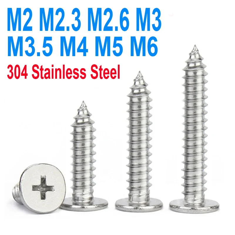 

M2 M2.3 M2.6 M3 M3.5 M4 M5 M6 304 Stainless Steel Cross Phillips Super Ultra Thin Flat Wafer Head Self-tapping Wood Screw