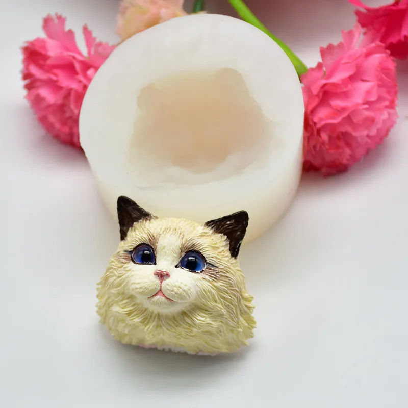 3D Cat Silicone Cake Topper Decor Fondant Sugarcraft Molds Chocolate Baking Soap Aromatherapy Clay Wax Candle Making Mould Tool