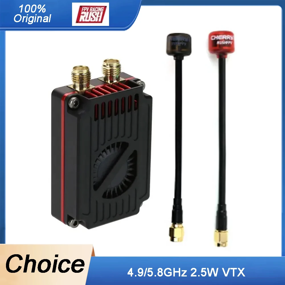 

RUSHFPV 4.9/5.8GHz 2.5W VTX 8+48CH Channel IRC Tramp Protocol 7-30V Dual-frequency Video Transmitter for FPV Long Range Drone RC