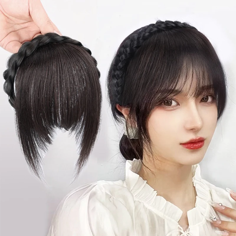 

Синтетические накладные челки-браслеты с двойными косичками, термостойкие, для наращивания волос