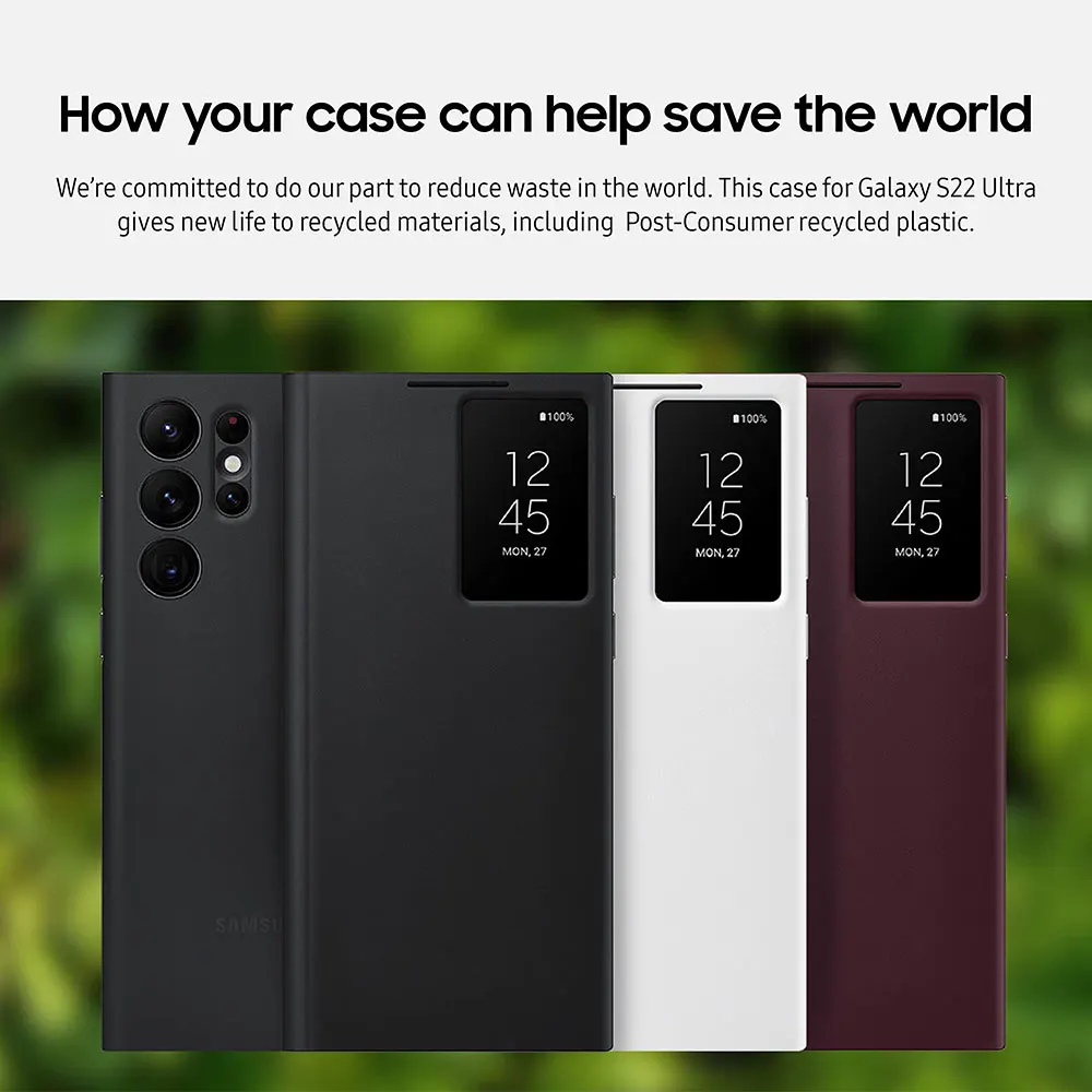 Original Samsung Galaxy S22 Ultra Clear View Cover For Galaxy S22Ultra Smart View Mirror Flip Case EF-ZS908