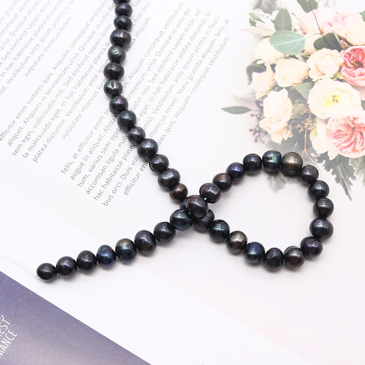 Natural Freshwater Pearl Beads Nearround Black Pearl Loose Spacer Beaded for Making DIY Jewerly Necklace Bracelet Earrings 8-9mm