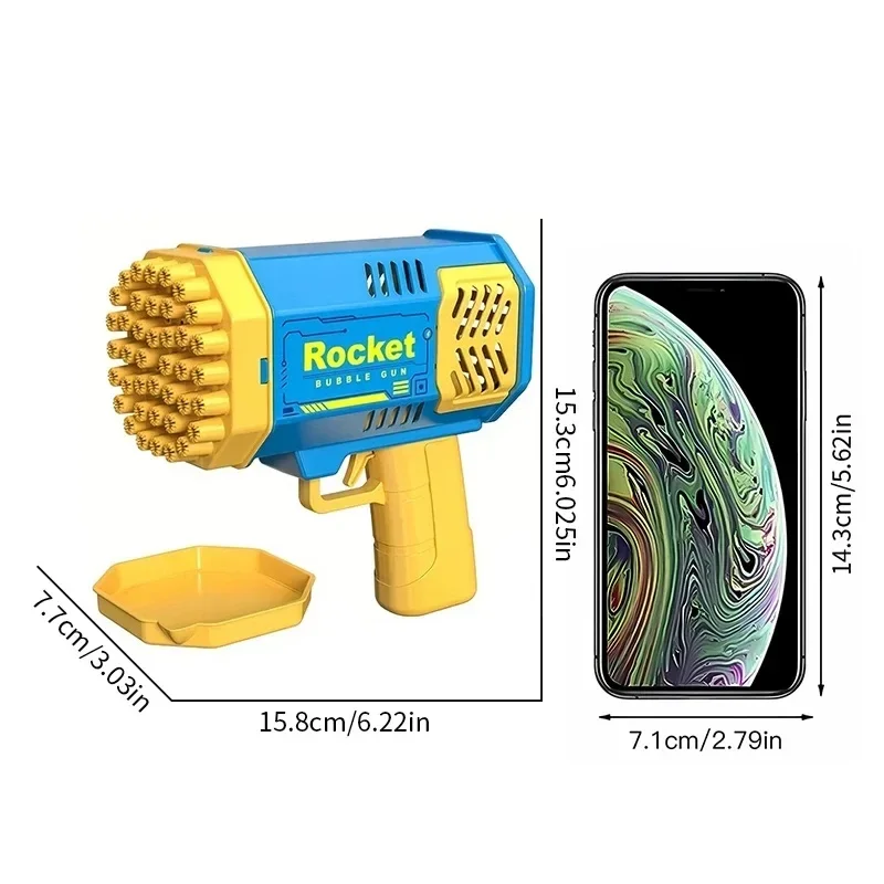 Pistola a bolle elettrica per bambini a 40 bocca, giocattolo a bolle all'aperto portatile, senza acqua a bolle incluse, batteria acquistata separatamente