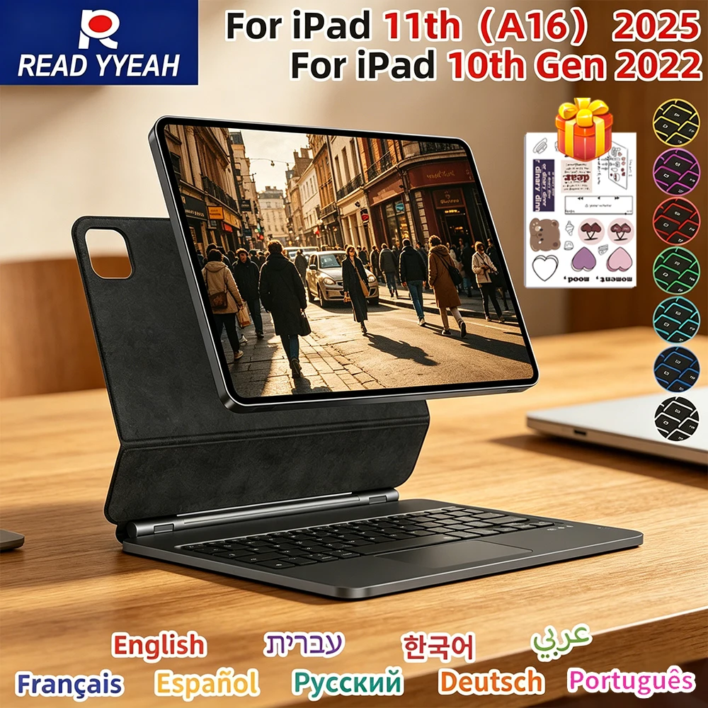 

Новый умный чехол-клавиатура Magic Keyboard для iPad Air 6 2025 13 дюймов, чехол для iPad Pro 11, 12.9, Pro 13, Air 4, Air 5, для iPad 10-го поколения